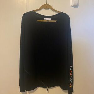 Peace Love World Black Sweatshirt with Accent Logo